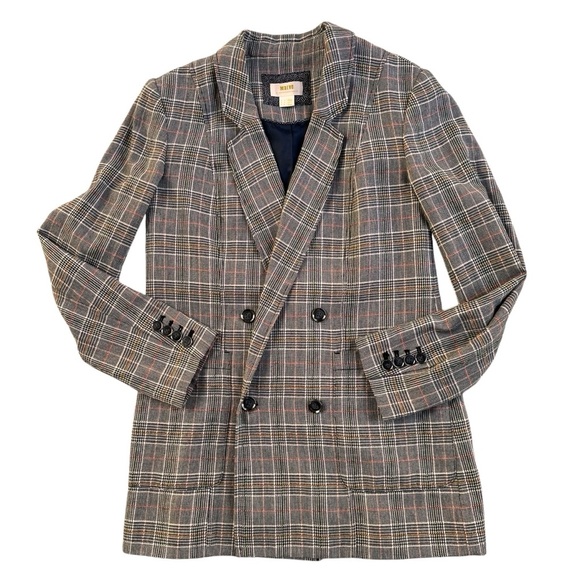 2 for $15 😍 Anthropologie Maeve Relaxed Herringbone Lilith Blazer– Black/Tan – 2 - Picture 3 of 7